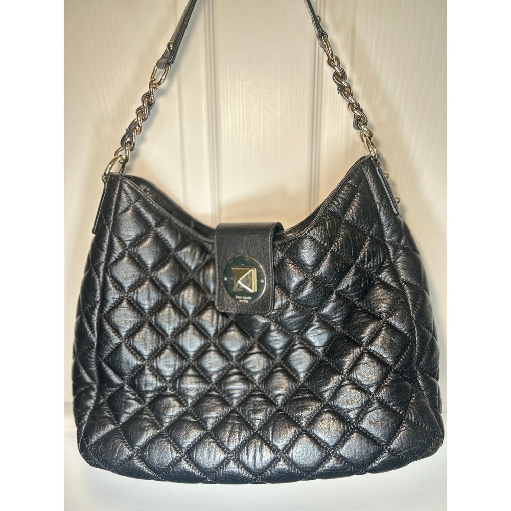 Kate Spade‎ Gold Coast Janica Black Quilted Leather Chain Hobo Shoulder Bag